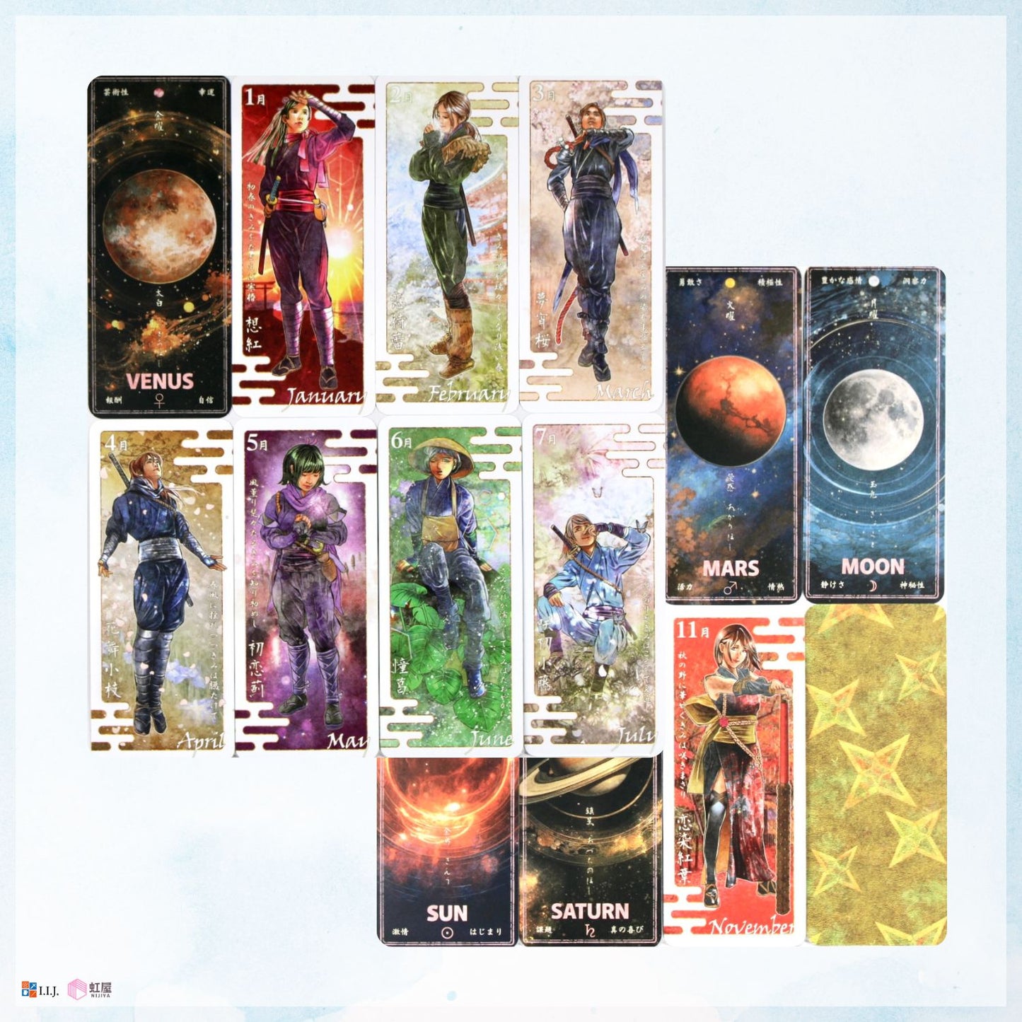 日本の誕生色12ヶ月オラクル&七曜占いカード