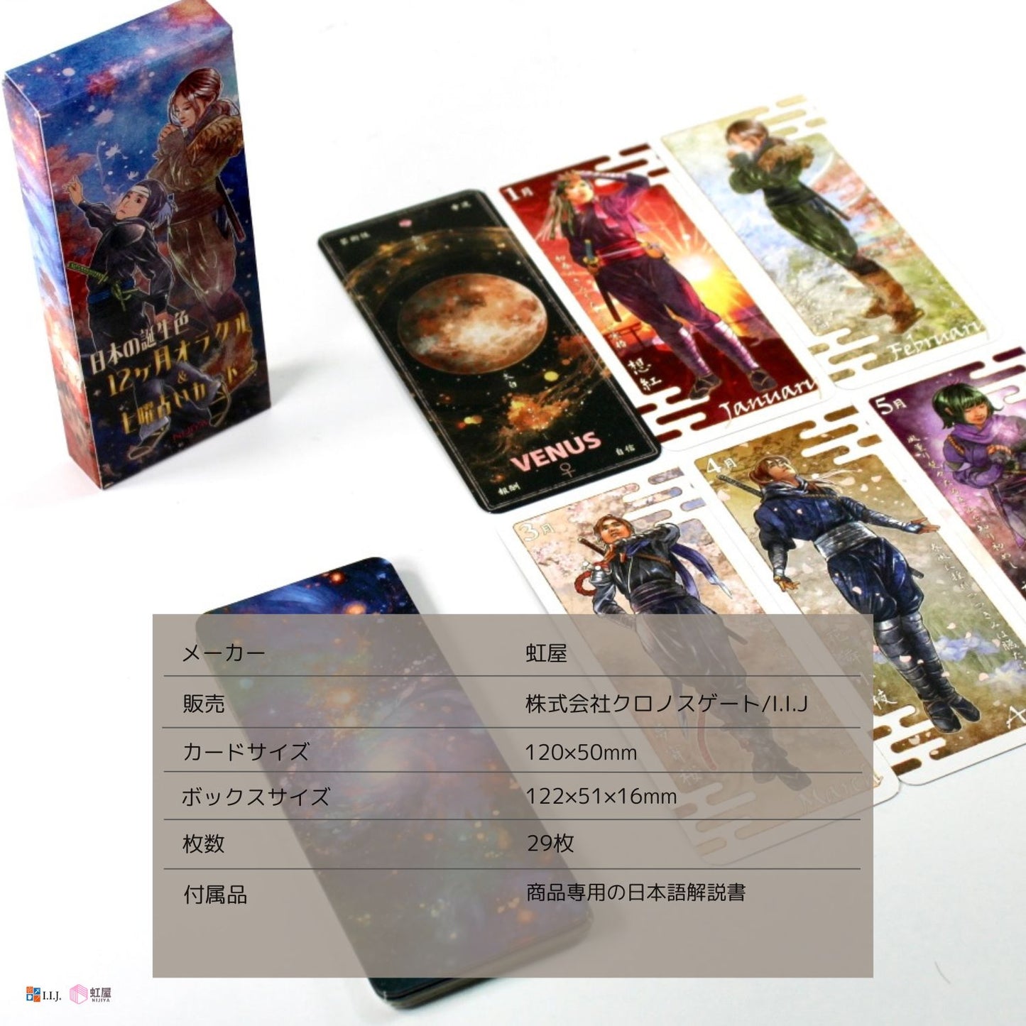 日本の誕生色12ヶ月オラクル&七曜占いカード